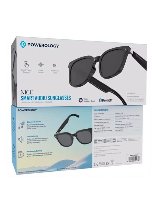 عينك هوشمند پاورلوژی مدل نایس Powerology Nice Smart Audio Sunglasses PWHY1009 رنگ مشکی