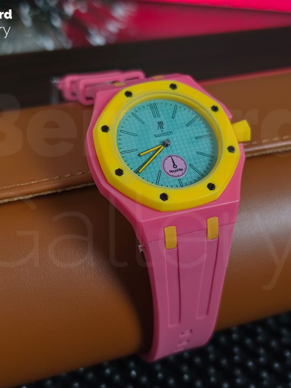 ساعت مچی اودمارپیگه سواچ رویال پاپ Audemars Piguet x Swatch | Royal Pop OTG ROZ به همراه بند مچی