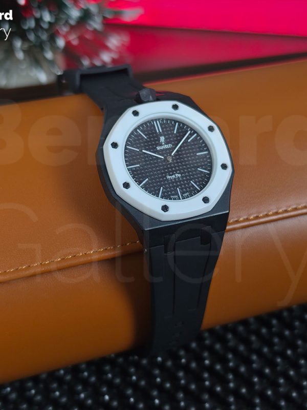 ساعت مچی اودمارپیگه سواچ رویال پاپ Audemars Piguet x Swatch | Royal Pop OCHO NEGRO به همراه بند مچی